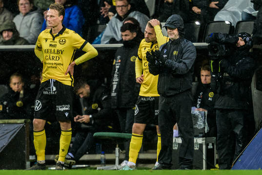 Mjällbys Herman Johansson, Adam Petersson och tränare