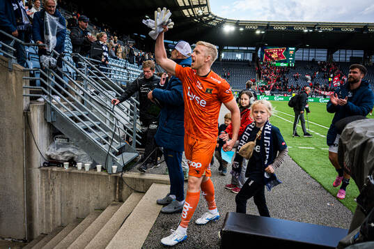 Goalkeeper Arild Østbø of Viking celebrates