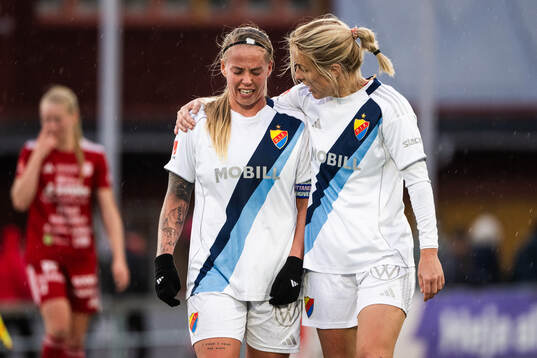 Djurgårdens Therese Åsland och Mimmi Wahlström  deppar