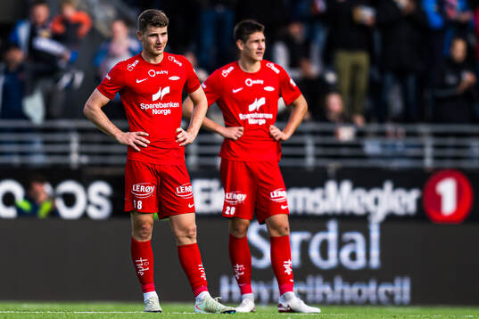 Jacob Ebsen Sørensen and Eivind Helland of Brann looks