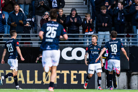Sander Svendsen of Viking celebrates