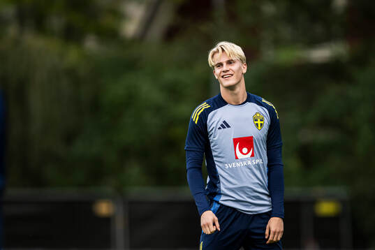 Lucas Bergvall of the Swedish national football team