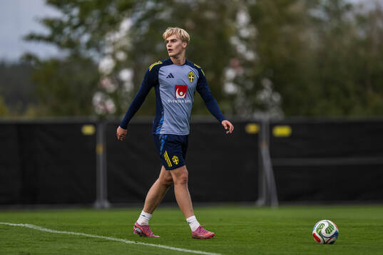 Lucas Bergvall of the Swedish national football team