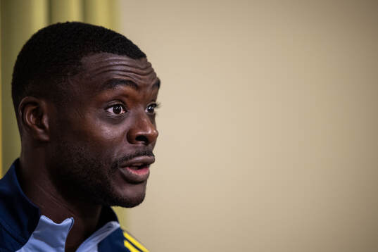 Ken Sema of the Swedish national football team in mixed zone