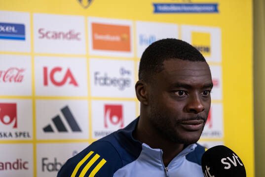 Ken Sema of the Swedish national football team in mixed zone