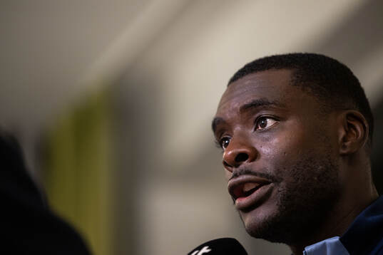 Ken Sema of the Swedish national football team in mixed zone