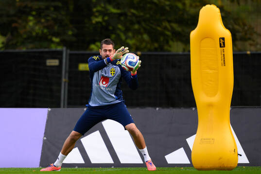 Goalkeeper Kristoffer Nordfeldt of the Swedish men's