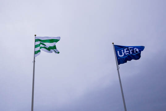 Hammarby and UEFA flags