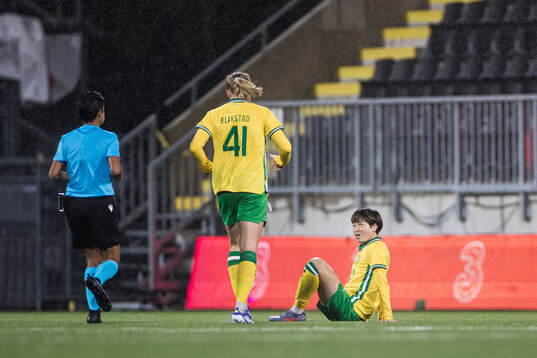 Asato Miyagawa of Hammarby in pain