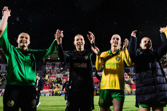 Goalkeeper Melina Loeck and Ellen Wangerheim of Hammarby