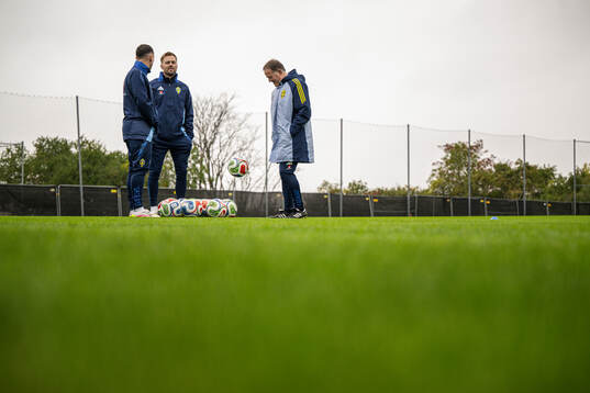 Assistant coach Sebastian Larsson and assistant coach Remy