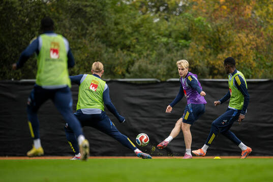 Lucas Bergvall and Alexander Isak of the Swedish men's