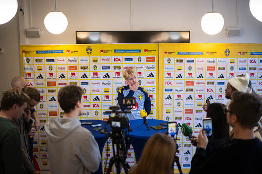 Lucas Bergvall of the Swedish national football team in a