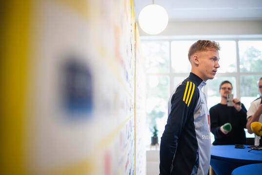 Hugo Larsson of the Swedish national football team in a