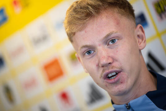 Hugo Larsson of the Swedish national football team in a
