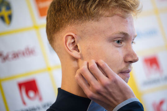 Hugo Larsson of the Swedish national football team in a