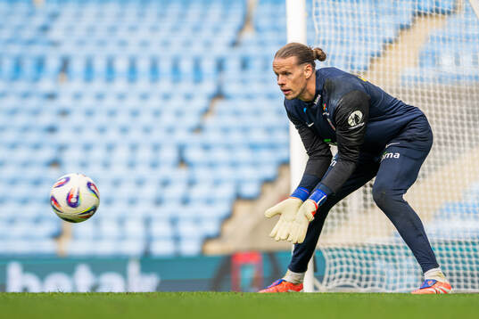 Goalkeeper Ørjan Håskjold Nyland of the Norwegian