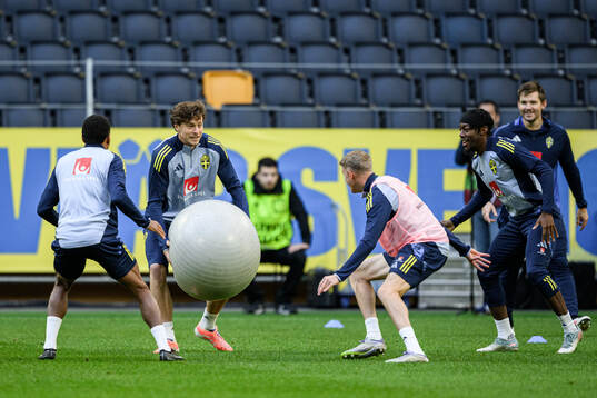 Victor Nilsson Lindelöf and Anthony Elanga of the Swedish