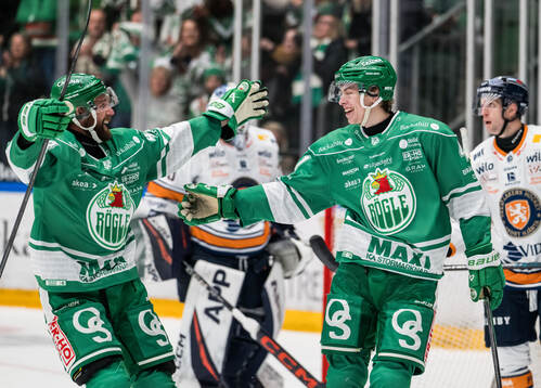 Rögles Calvin De Haan och Simon Zether jublar