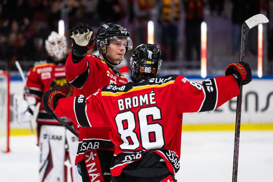 Luleås Markus Nurmi och Mathias Bromé jublar