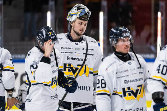 HV71s målvakt Frederik Dichow deppar