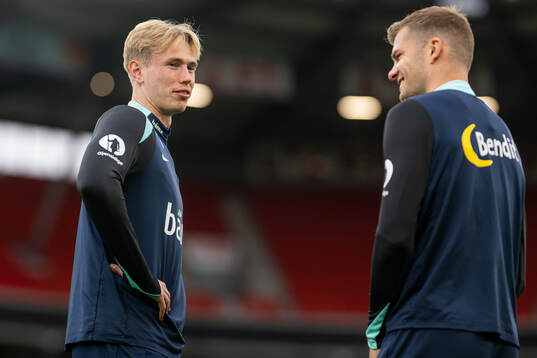 Torbjørn Lysaker Heggem and Alexander Sørloth of the