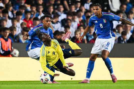 Alieu Njie of Sweden against Filippo Mane and Cher Ndour of