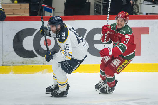 Södertäljes Sebastian Dyk och Modos Tyler Kelleher