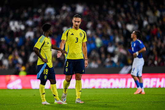 Jardell Kanga and Elison Makolli of Sweden looks dejected
