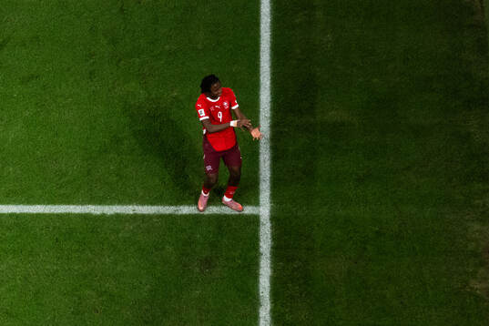 Johan Manzambi of Switzerland celebrates