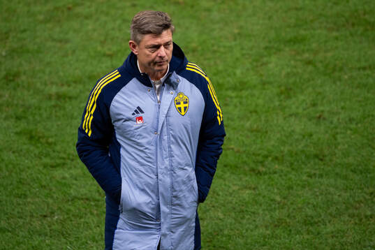 Head coach Jon Dahl Tomasson of Sweden looks dejected