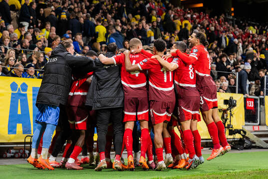 Johan Manzambi of Switzerland celebrating the 0-2 goal with