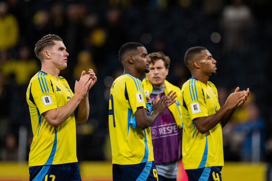 Viktor Gyökeres, Alexander Isak, and Isak Hien of Sweden