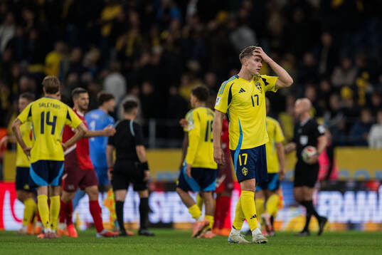 Viktor Gyökeres of Sweden looks dejected