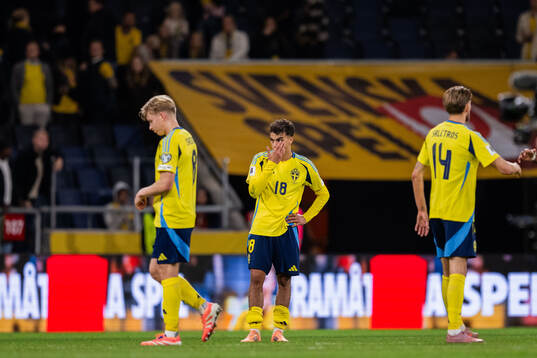 Yasin Ayari of Sweden looks dejected
