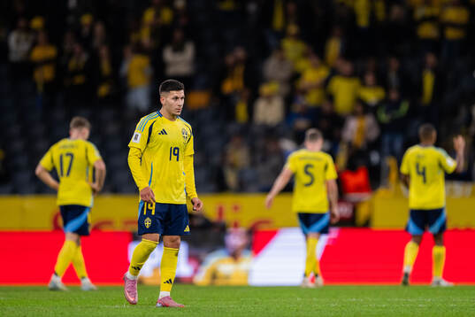 Roony Bardghji of Sweden looks dejected