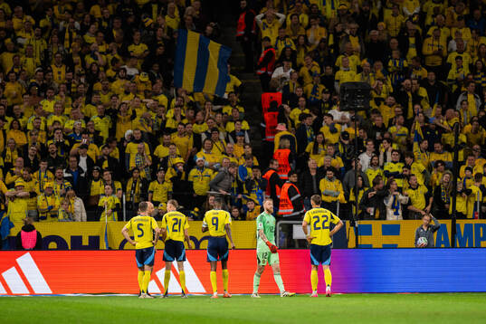 Goalkeeper Viktor Johansson of Sweden looks dejected
