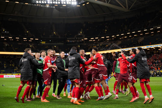 Players of of Switzerland celebrate