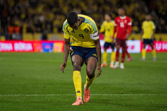 Alexander Isak of Sweden looks dejected