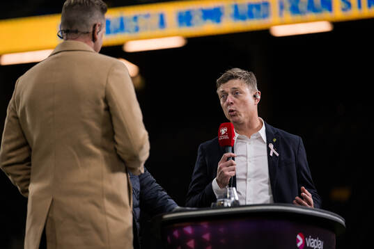 Head coach Jon Dahl Tomasson of Sweden in the viaplay studio