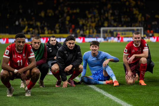 Players of Switzerland celebrate
