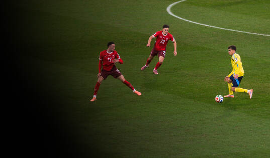 Ruben Vargas and Fabian Rieder of Switzerland against Yasin