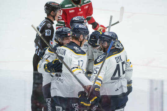 Södertäljes Carter Ashton jublar eter 1-1 målet