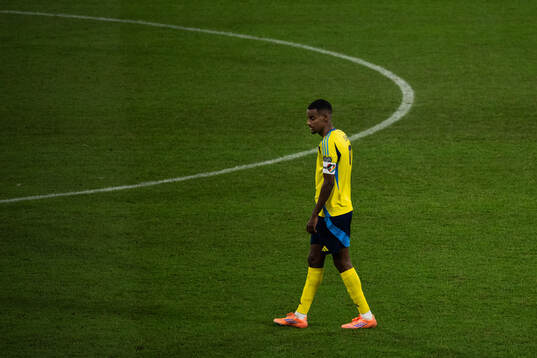 Alexander Isak of Sweden looks dejected