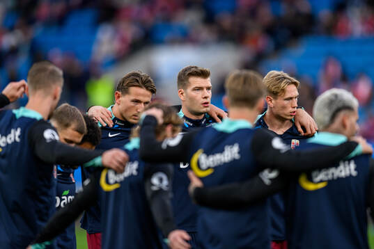 Sander Berge, Alexander Sørloth and Torbjørn Heggem of