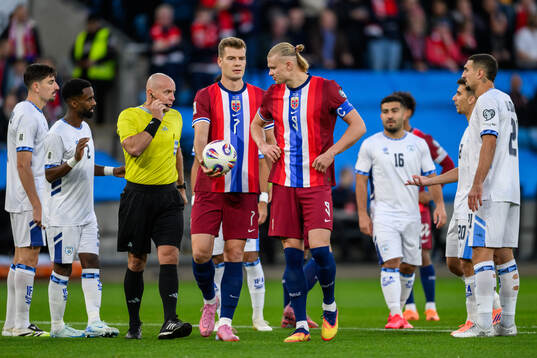 Alexander Sørloth and Erling Braut Haaland of Norway