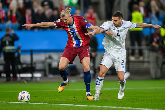Erling Braut Haaland of Norway and Or Blorian of Israel