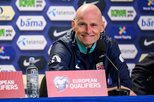 Head coach Ståle Solbakken of Norway at a press conference