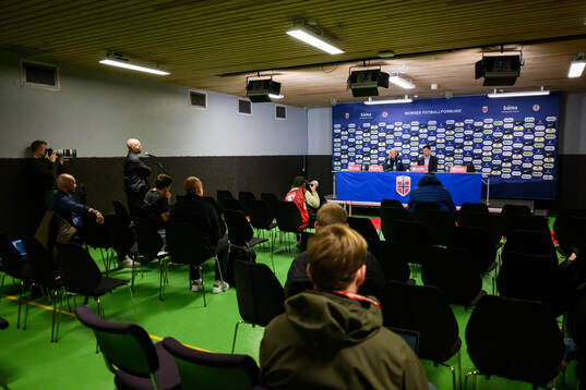 Head coach Ståle Solbakken of Norway at a press conference