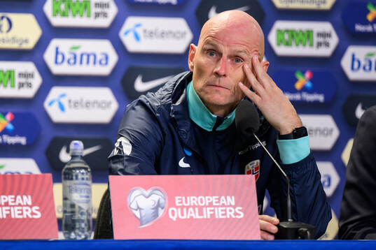 Head coach Ståle Solbakken of Norway at a press conference